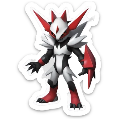  Cool Edgy Futuristic Black White Red Zangoose-Digimon-Medabot full body sticker