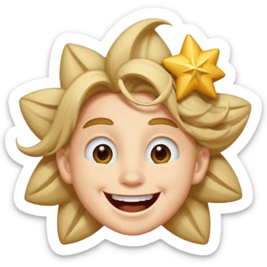 Moreno ojos de estrella riéndose y pelo asía lado sticker