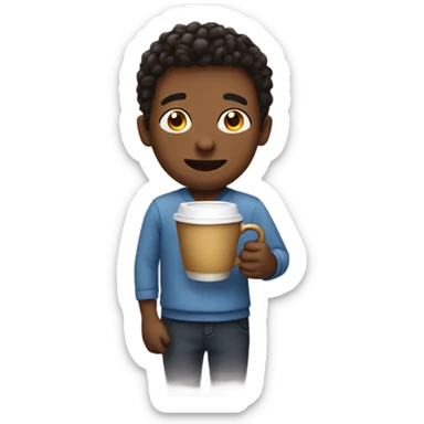 Gavin holding a cup of coffee sticker