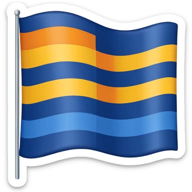 A flag whit darkblue, blue, white, yellow and orange and has 5 stripes sticker