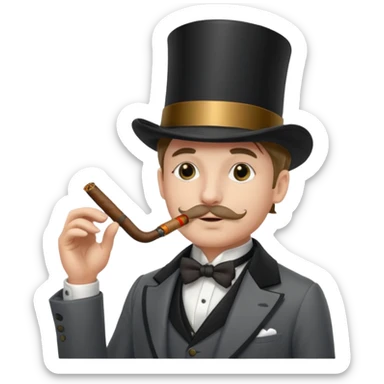 a sophisticated gentleman with a top hat, monocle and cigar sticker