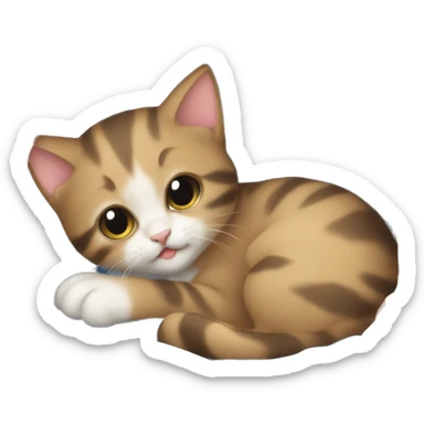 Kitten curled up in a basket sticker