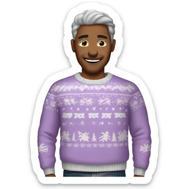 Realistic lilac ugly Christmas sweater. sticker