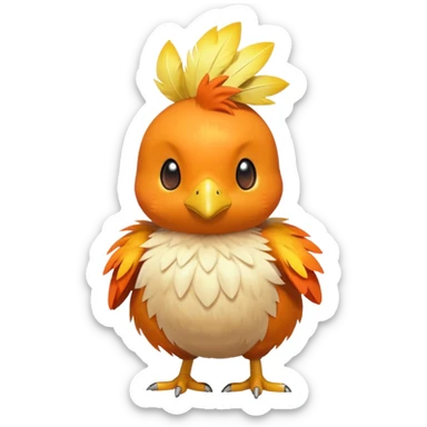 Torchic, the small orange fire-type chick Pokémon with yellow feathers on head and small beak sticker