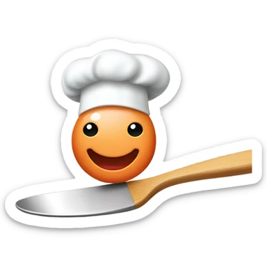 Simple Shrimp with spatula and chef hat  sticker