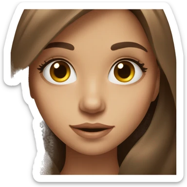 girl with long brown hair and long lashes and brown eyes sticker