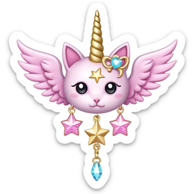 Kawaii decora cutecore starlight staff with wings and cute unicorn cat charms sticker