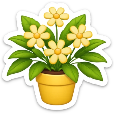 Vibranium shrub  in emoji format. I bunch of yellow whitish flowers with green leaves behind. Minimalistic. sticker