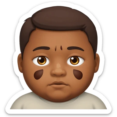 Brown skin chubby boy with a scar on their face  sticker