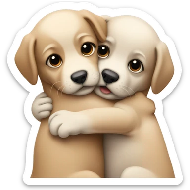 Two puppies hugging sticker