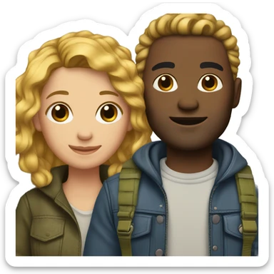 outdoor couple with men who style girl’s Hair  sticker