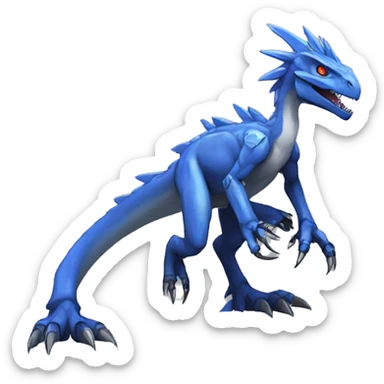  Edgy Blue Digimon-Fakemon-Velociraptor-Dragon-Mecha full body sticker