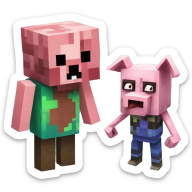 Zombie Pigman with Zombie from Minecraft sticker