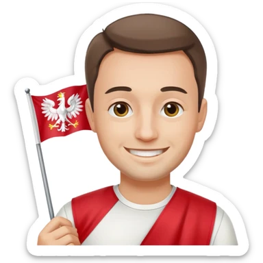 polish man with poland flag sticker