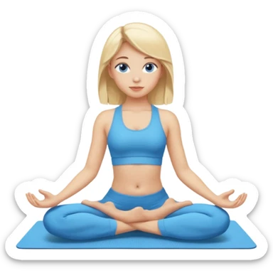Девушка занимается йогой, голубые глаза, светлая кожа, русые волосы  sticker