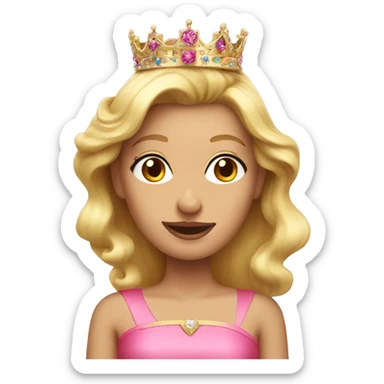 Blonde woman with crown wearing pink dress  sticker