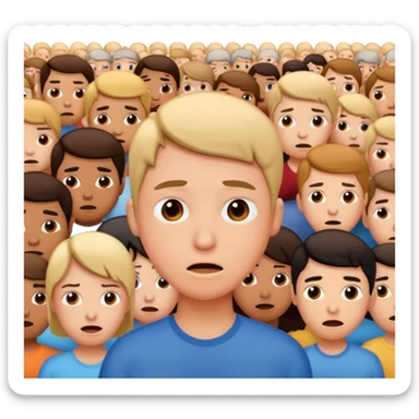 a person feeling nervous in a crowd sticker