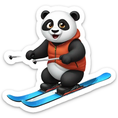 Panda skiing  sticker