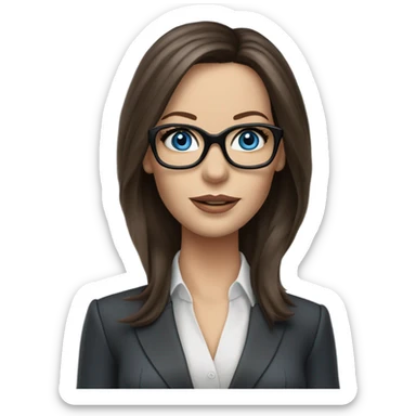Lifelike Kate Beckinsale blue eyes wearing glasses in a business dress sticker
