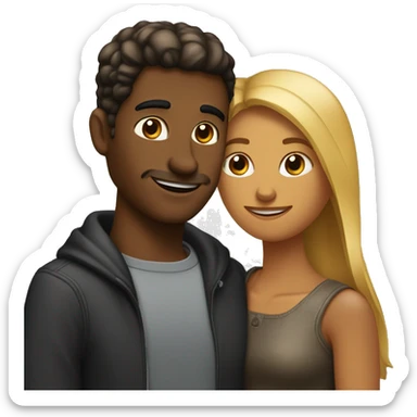 Deux âme sœur qui s'embrassent homme et femme noir  sticker