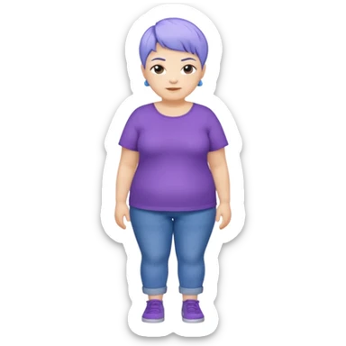 mujer mayor un poco gorda pelo azul o morado pixie cut barriobajera sticker