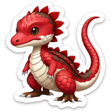 Cute cool scaley white red dark-brown animal hybrid Fakemon full body sticker