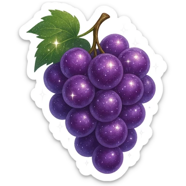 sparkling grape bunch, no background sticker