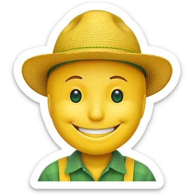 Smiley with a green farmers hat sticker