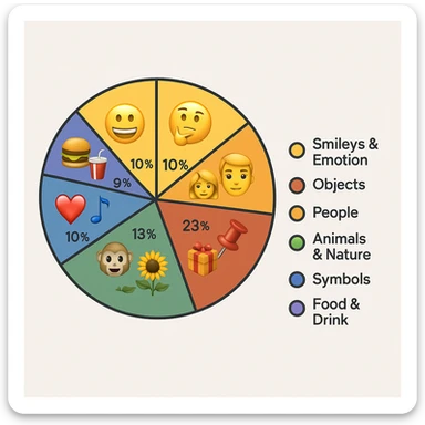 A pie chart illustrating the distribution of different emoji categories. sticker