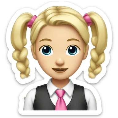Blonde girl with pigtails and pink ties sticker