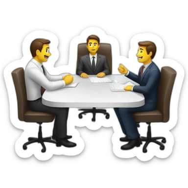 job interview desk white men  sticker