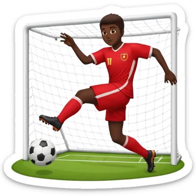 Soccer player scoring goal sticker