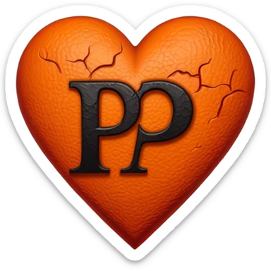 Can you make a dark orange heart with a dark red letter in the middle in a gothic style, the letter is P sticker