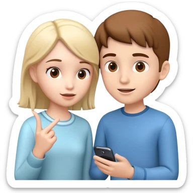 generate realistic detailed boy and girl talks 3d style  sticker
