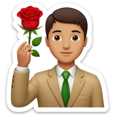 Hombre alzando la mano con una rosa sticker