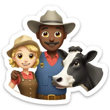 Cow with farmer  sticker