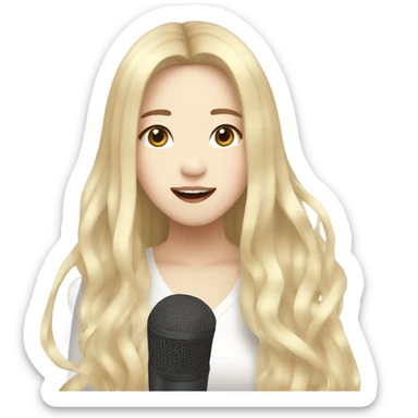 korean woman with long blonde hair, singing, kpop style sticker