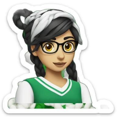 Mia Khalifa black braid white tshirt green sleeves slytherin logo sticker