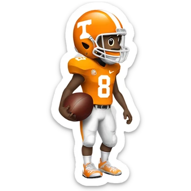 Tennessee volunteers football player with number eight on jersey holding football sticker