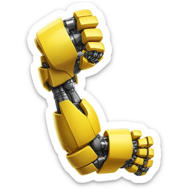 Flexing yellow mechanical cyborg bicep and arm sticker