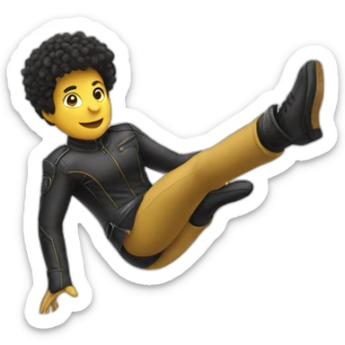 a person jump to a rider kick sticker