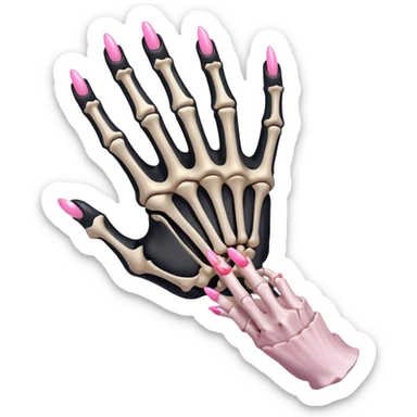 skeleton hand with long pink nails sticker