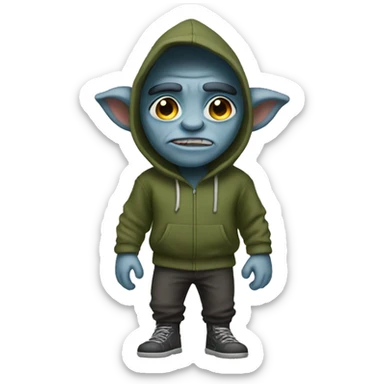 a troll with a hoodie full body sticker
