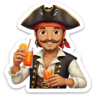 a happy pirate drinking aperol spritz cocktail sticker
