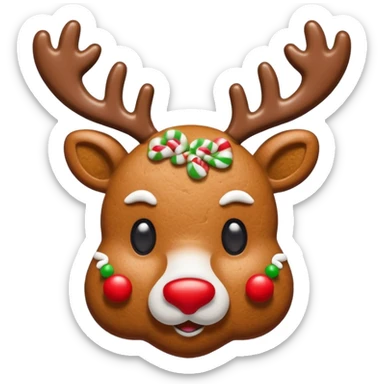 gingerbread cookie in reindeer head shape sticker