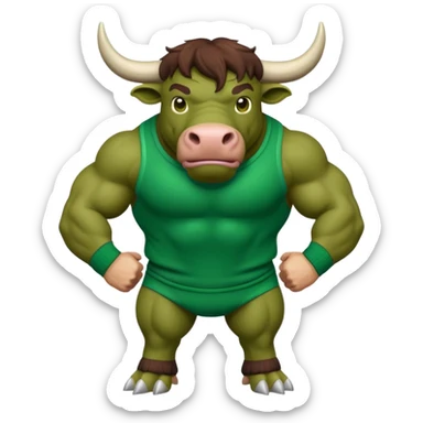 Green bull with playable jumper sticker