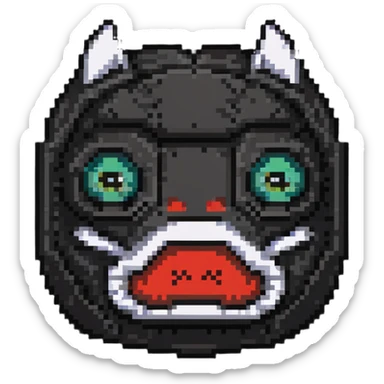 sackface with patches, buttons for eyes, and detailed zipper mouth sticker