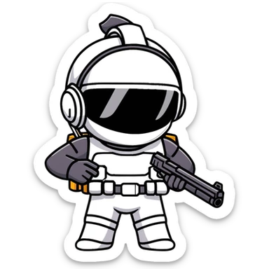 Anime PUBG character with gun and level 3 helmet sticker
