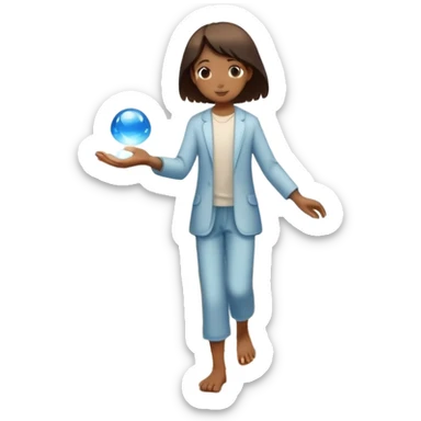 A small figure walks back broken bridge, holding soft 2 orbs in hand—symbolizing compassion and forgiveness. A gentle heart aura trails behind them, showing healing in motion. sticker