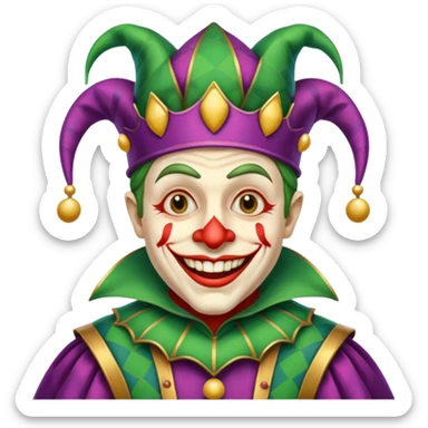 crazy colorful human jolly joker, medieval, vintage, court jester, mac os icon sticker